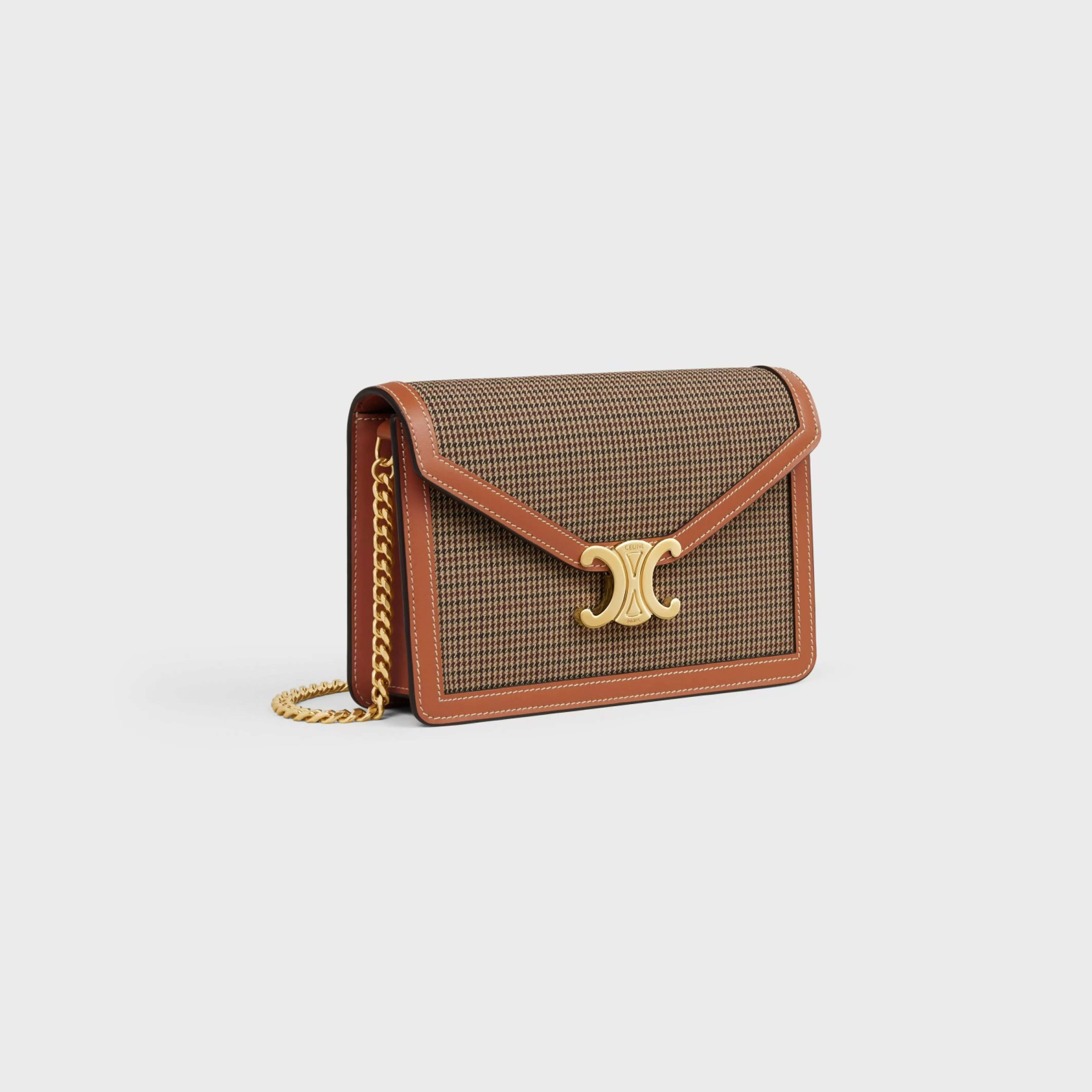 WALLET ON CHAIN MARGO in PIED DE POULE TEXTILE AND CALFSKIN^CELINE Sale